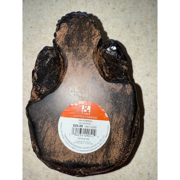 NWT Place & Time Scull Halloween Decorative Gothic Bowl/ Planter Flower Pot - Picture 6 of 11